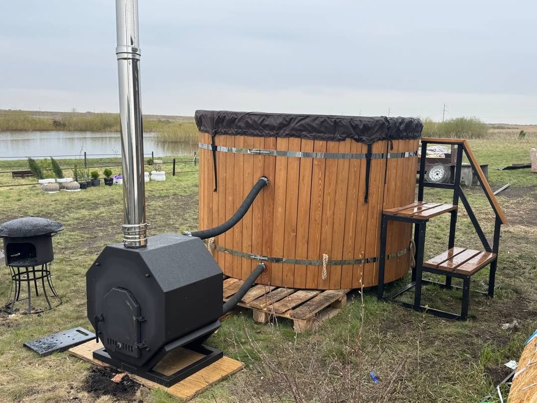 Купель круглая d2,0 м с отделкой деревом «комфорт»: живое фото 6