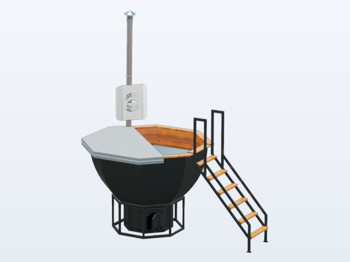 Банный чан 230 см на 10 человек из AISI 304 с печью с водяным контуром — комплект «Комфорт»